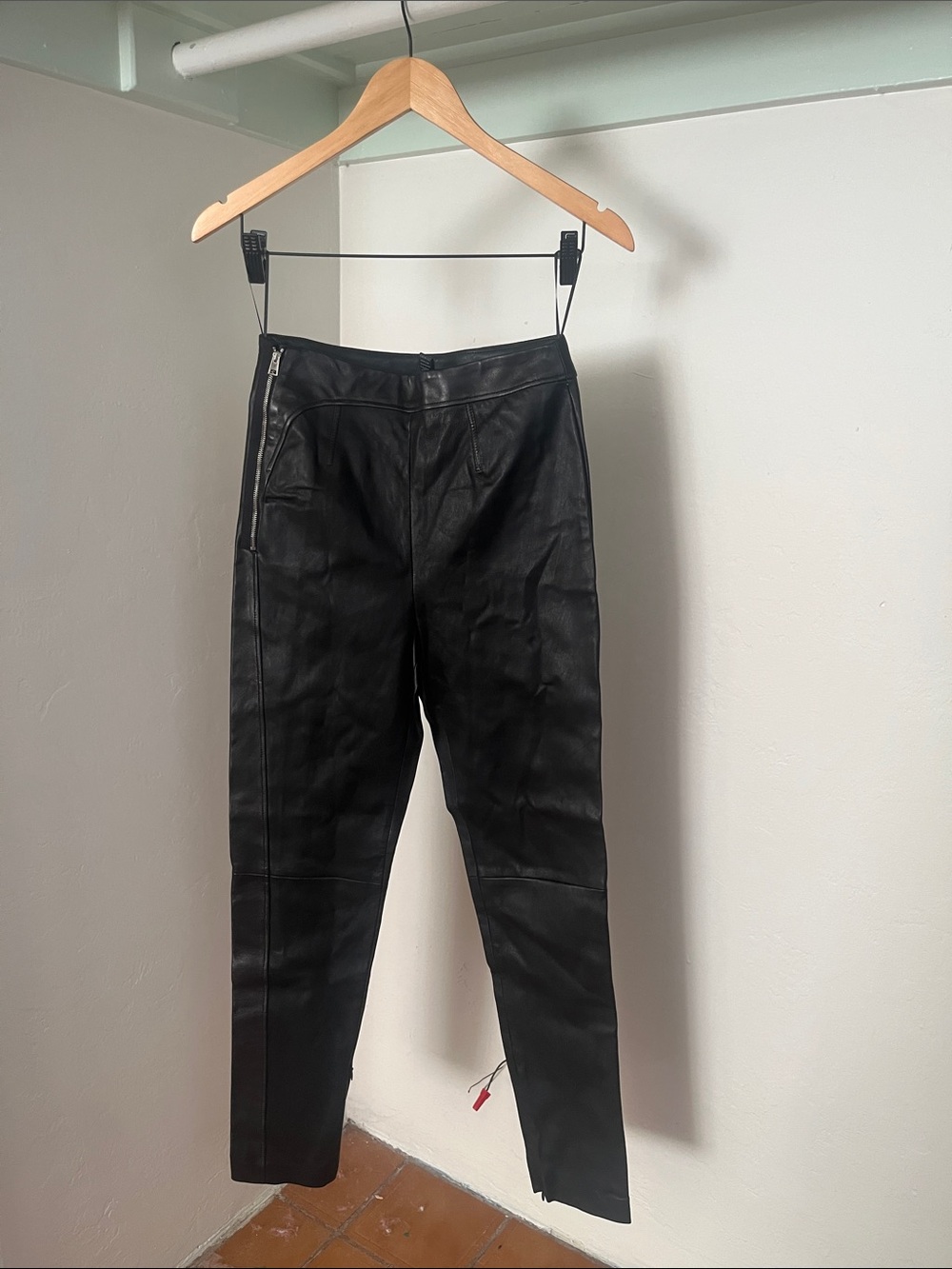 La Perla leather asymmetrical cigarette pant